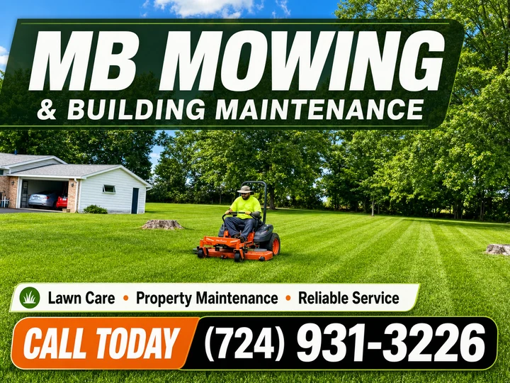 MB Mowing & Building Maintenance lawn care team at work